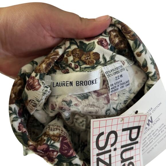 NWT VTG Y2K 2000s Floral Turtleneck Top Plus Sz 22W Cottagecore Prairie Grunge - Picture 6 of 7